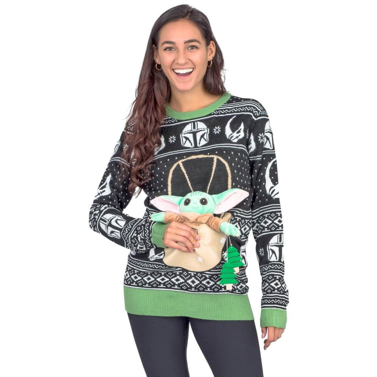 Women'S Star Wars Baby Yoda The Child Forces Trees For Unisex Ugly Christmas Sweater Adult 3D Funny Matching for family - Image 4