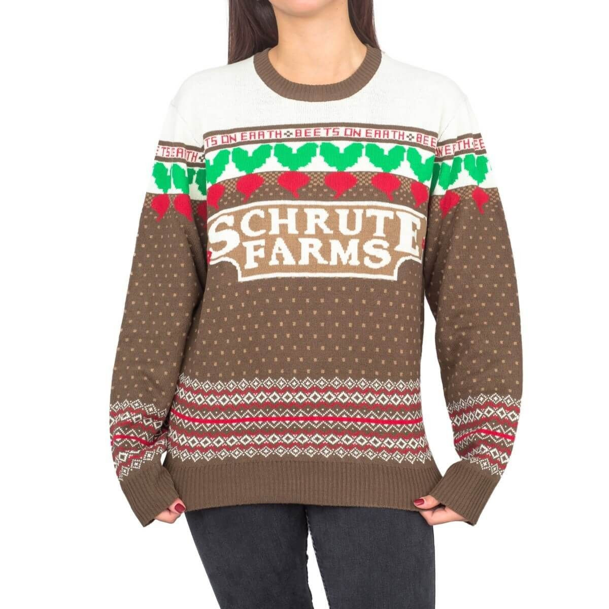 Women'S The Office Dwight Schrute Farms Beets For Unisex Ugly Christmas Sweater Adult 3D Funny Matching for family