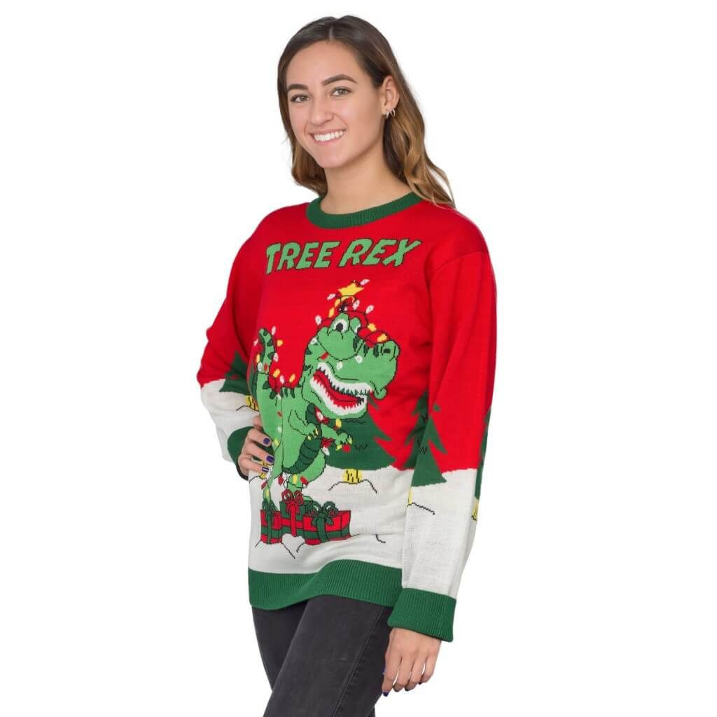 Women'S Tree Rex Ugly Christmas Sweater Adult 3D Funny Matching for family
