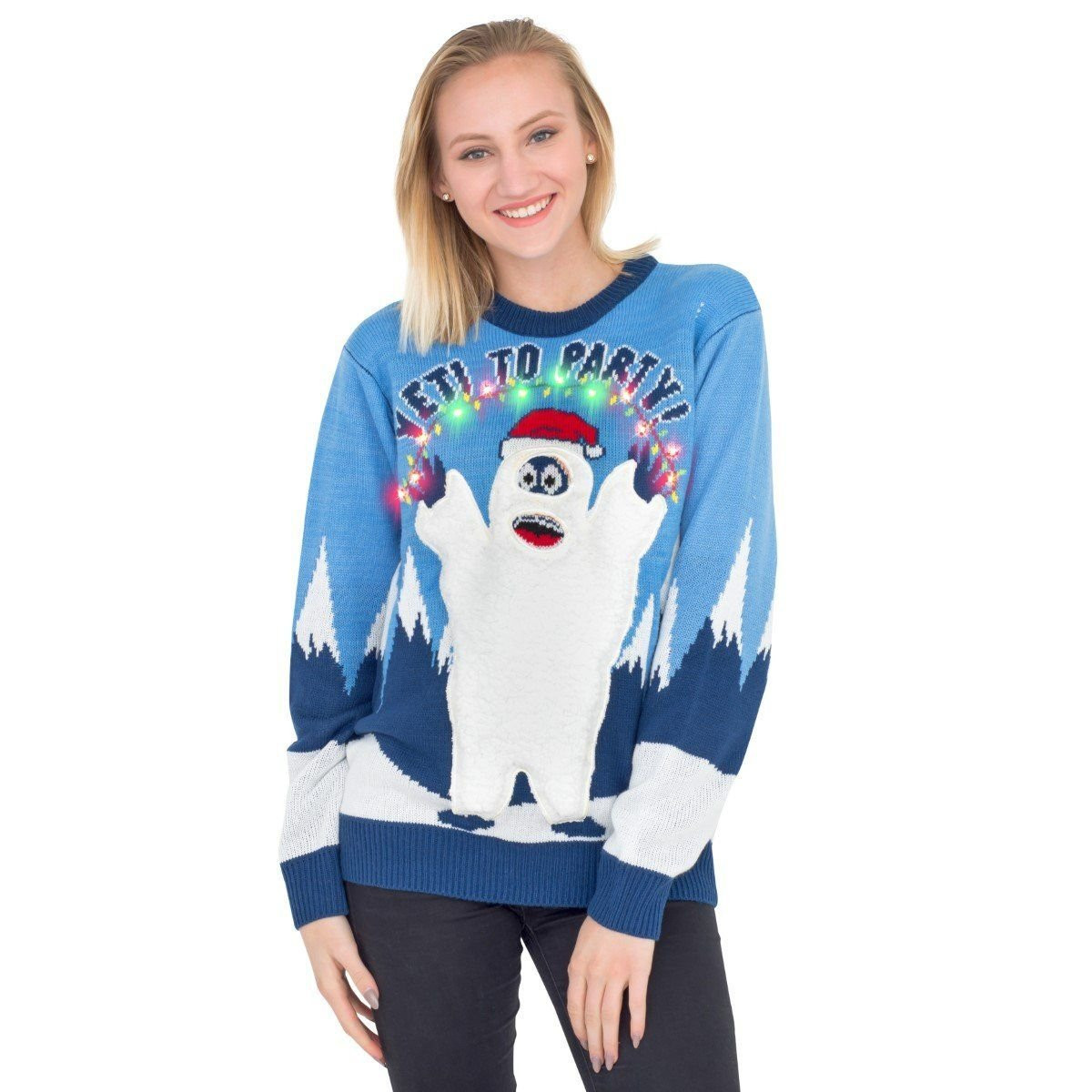Women'S Yeti To Party Light Up For Unisex Ugly Christmas Sweater Adult 3D Funny Matching for family - Image 2