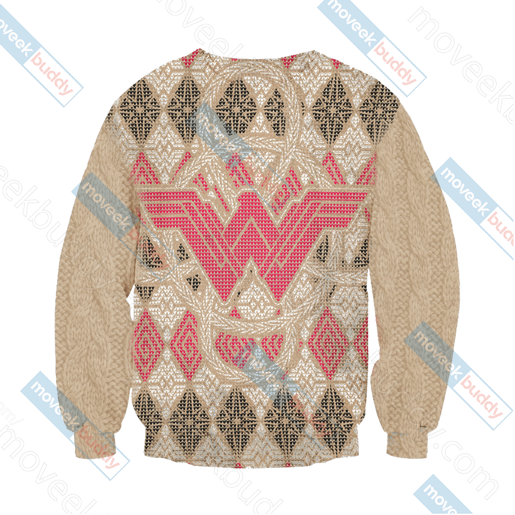 Wonder Woman Knitting For Unisex Ugly Christmas Sweater Adult 3D Funny Matching for family - Image 3