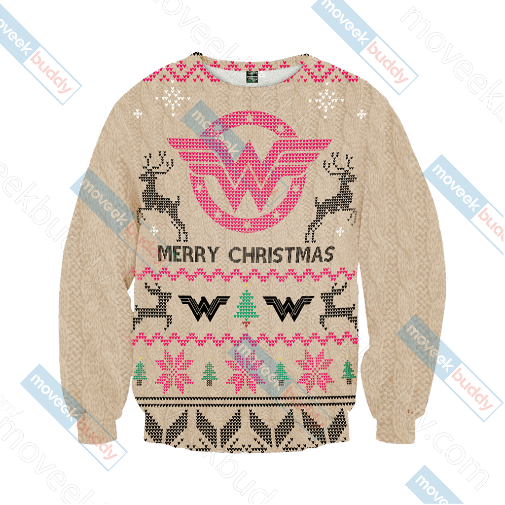 Wonder Woman Knitting For Unisex Ugly Christmas Sweater Adult 3D Funny Matching for family - Image 2