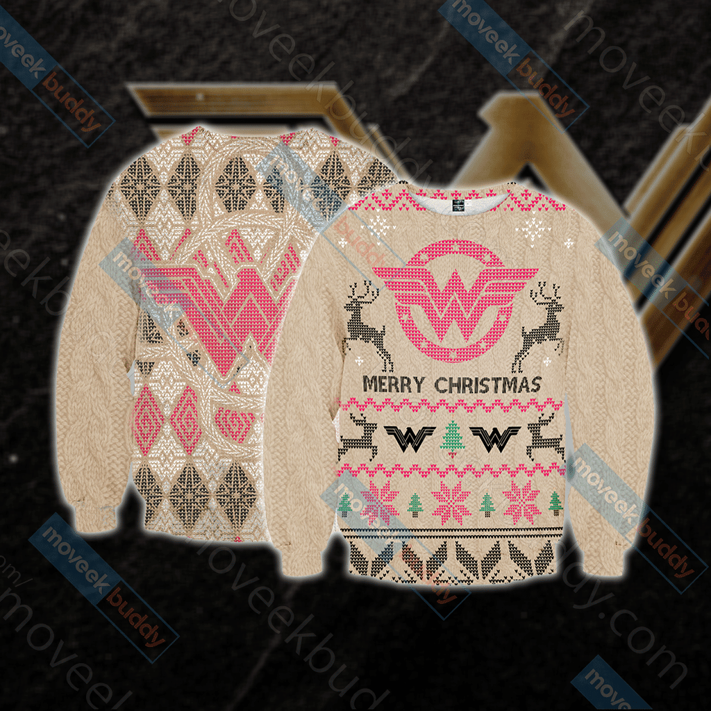 Wonder Woman Knitting For Unisex Ugly Christmas Sweater Adult 3D Funny Matching for family