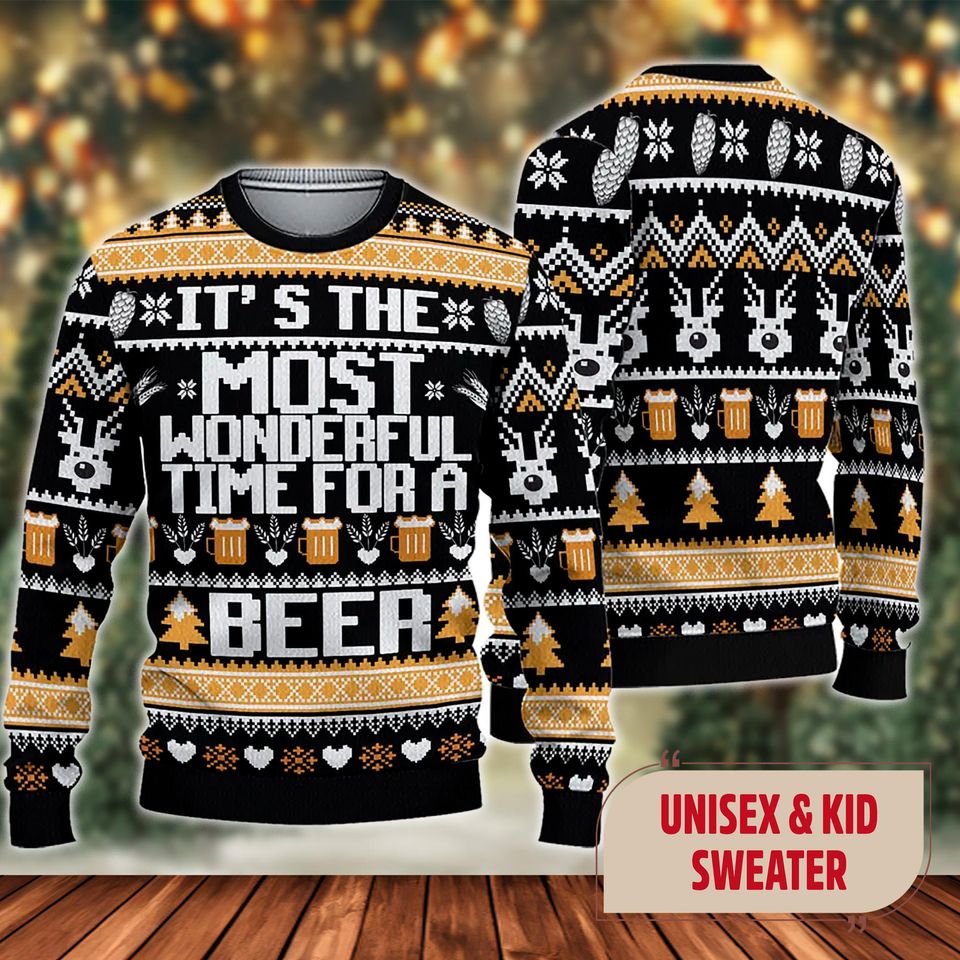 Wonderful Time Beer Ugly Christmas Sweater, Wonderful Time Beer Xmas Sweatshirt