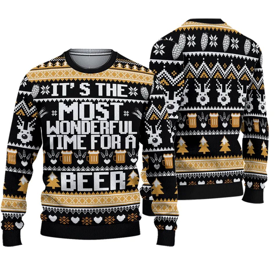 Wonderful Time For A Beer Ugly Christmas Sweater