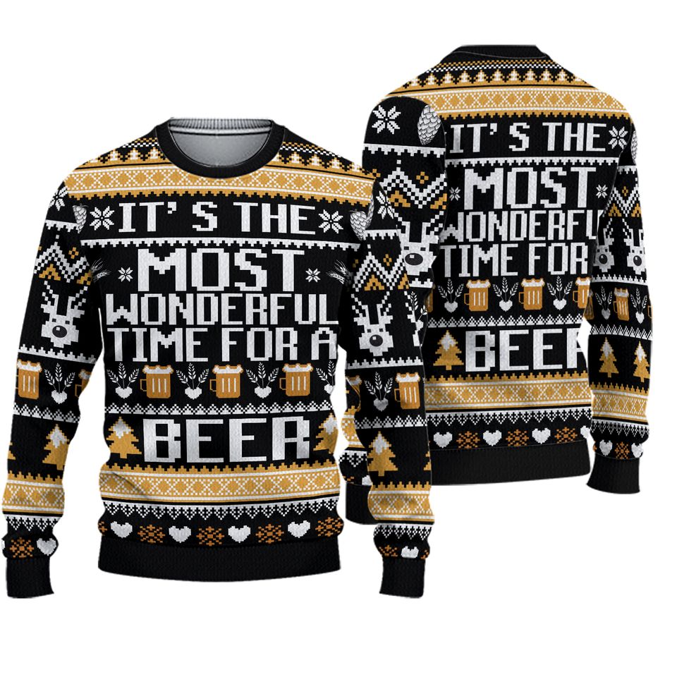 Wonderful Time For A Beer Ugly Christmas Sweater