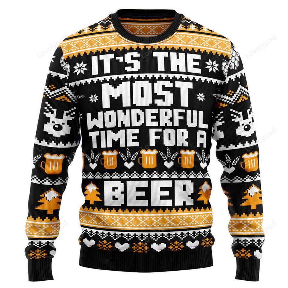 Wonderful Time For A Beer Ugly Christmas Sweater