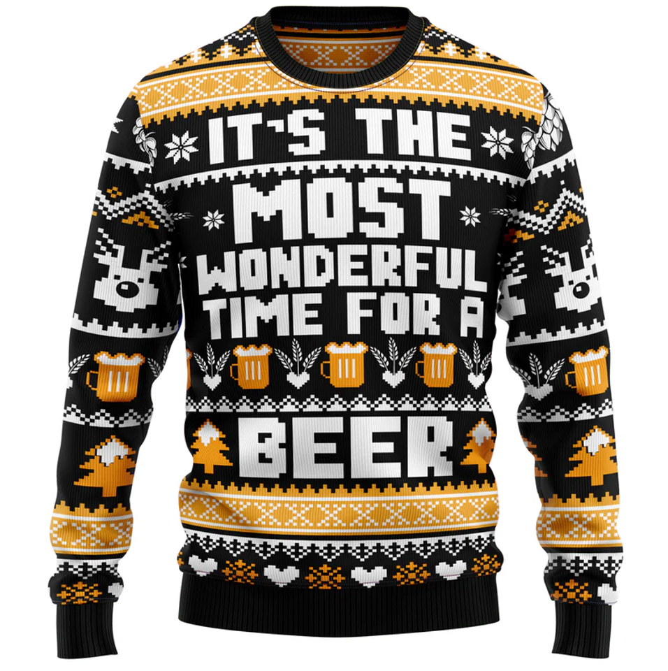 Wonderful Time For A Beer Ugly Christmas Sweater