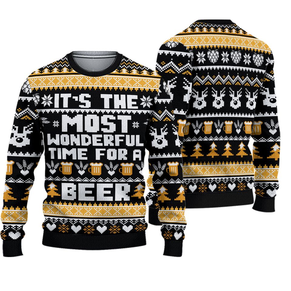 Wonderful Time For A Beer Ugly Christmas Sweater
