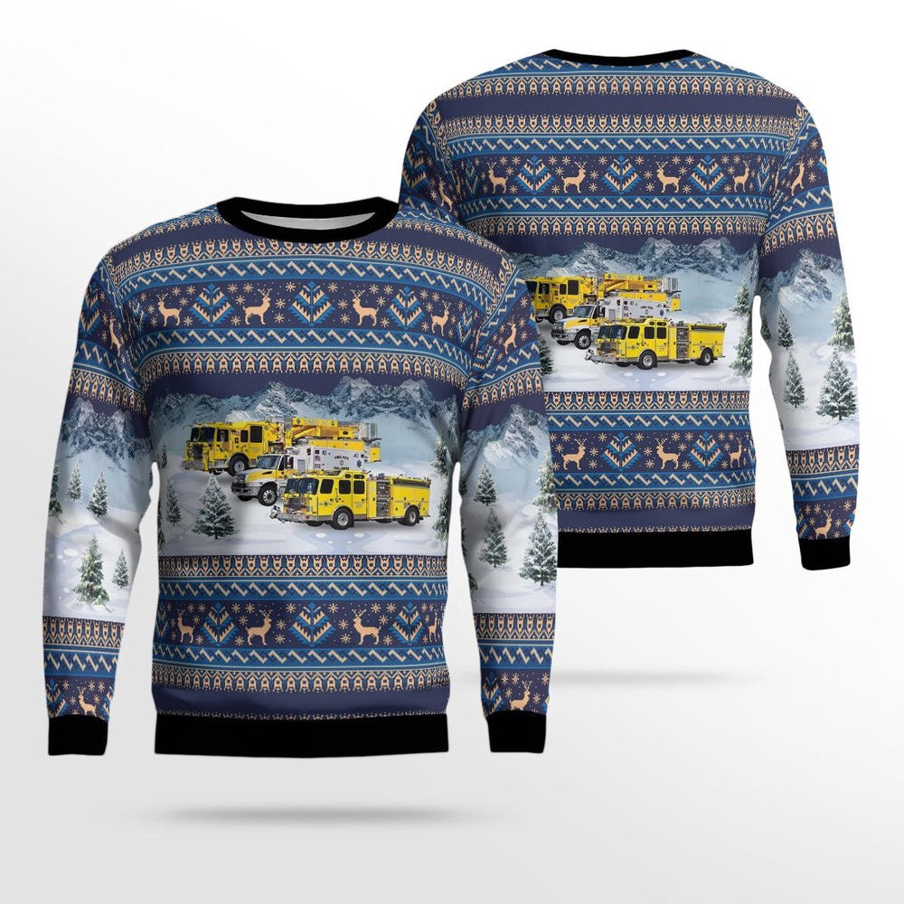Woodbridge Virginia Company Occoquan Woodbridge Lorton Volunteer Fire Department AOP Ugly Sweater Gift For Christmas