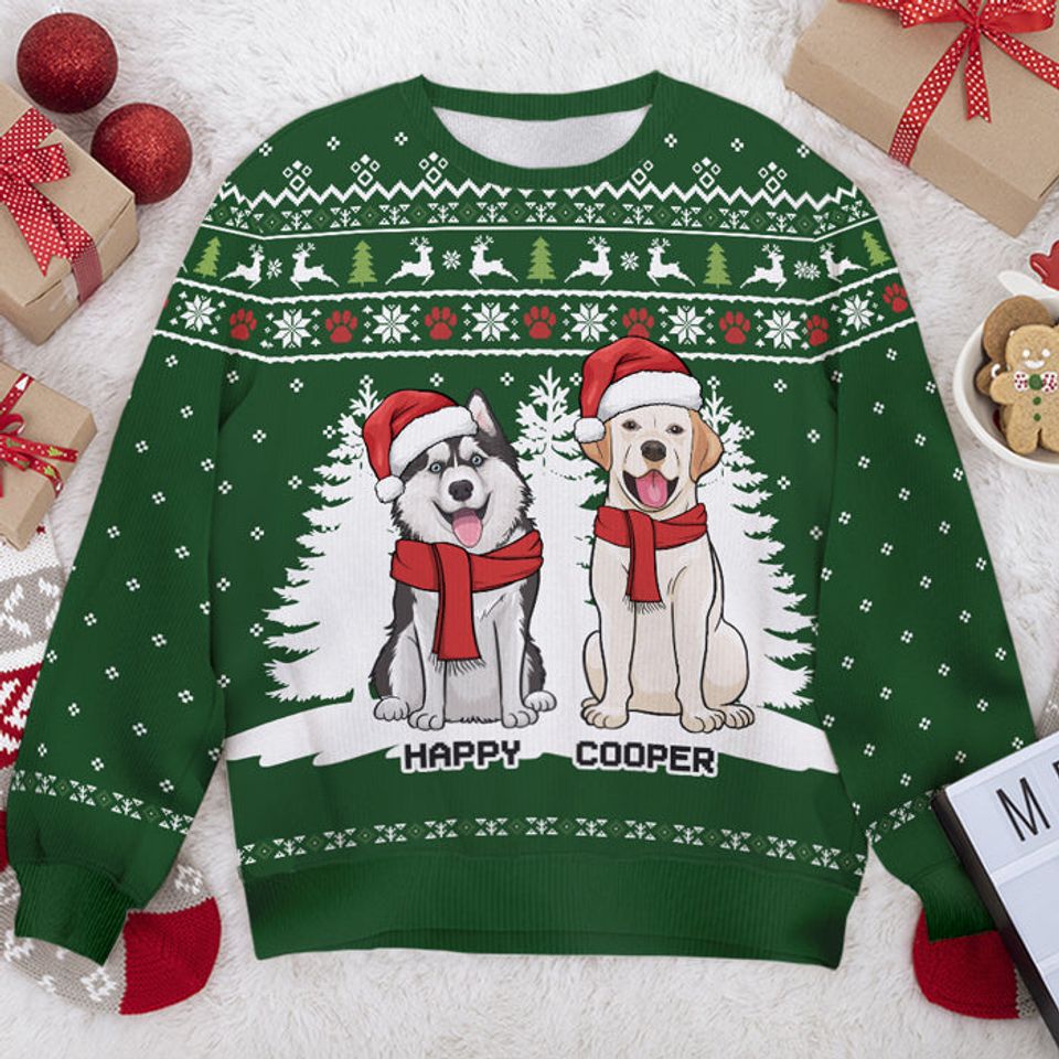 Woof You A Merry Christmas, Human - Personalized Custom Unisex Ugly Christmas Sweatshirt - Gift For Dog Lovers, Pet Lovers