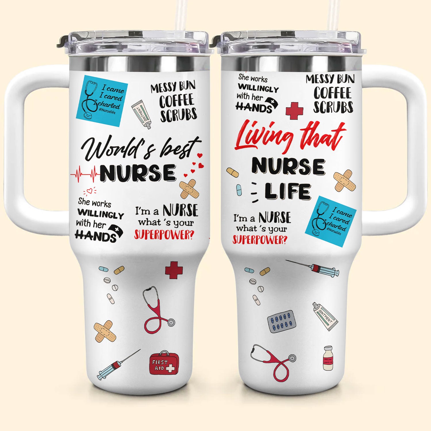 Worldâ€™s Best Nurse Custom Stanley Cup 40 oz 30 oz Tumbler With HandleTVC2301737