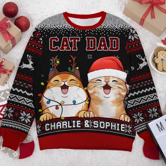 World's Best Cat Mom - Personalized Custom Unisex Ugly Christmas Sweatshirt - Gift For Cat Lovers, Pet Lovers - Image 4