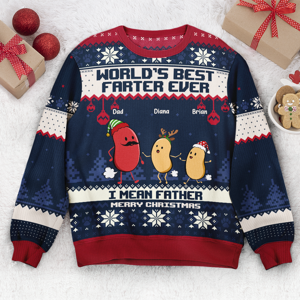 World's Best Farter Ever I Mean Father Christmas Ver - Personalized Ugly Sweater