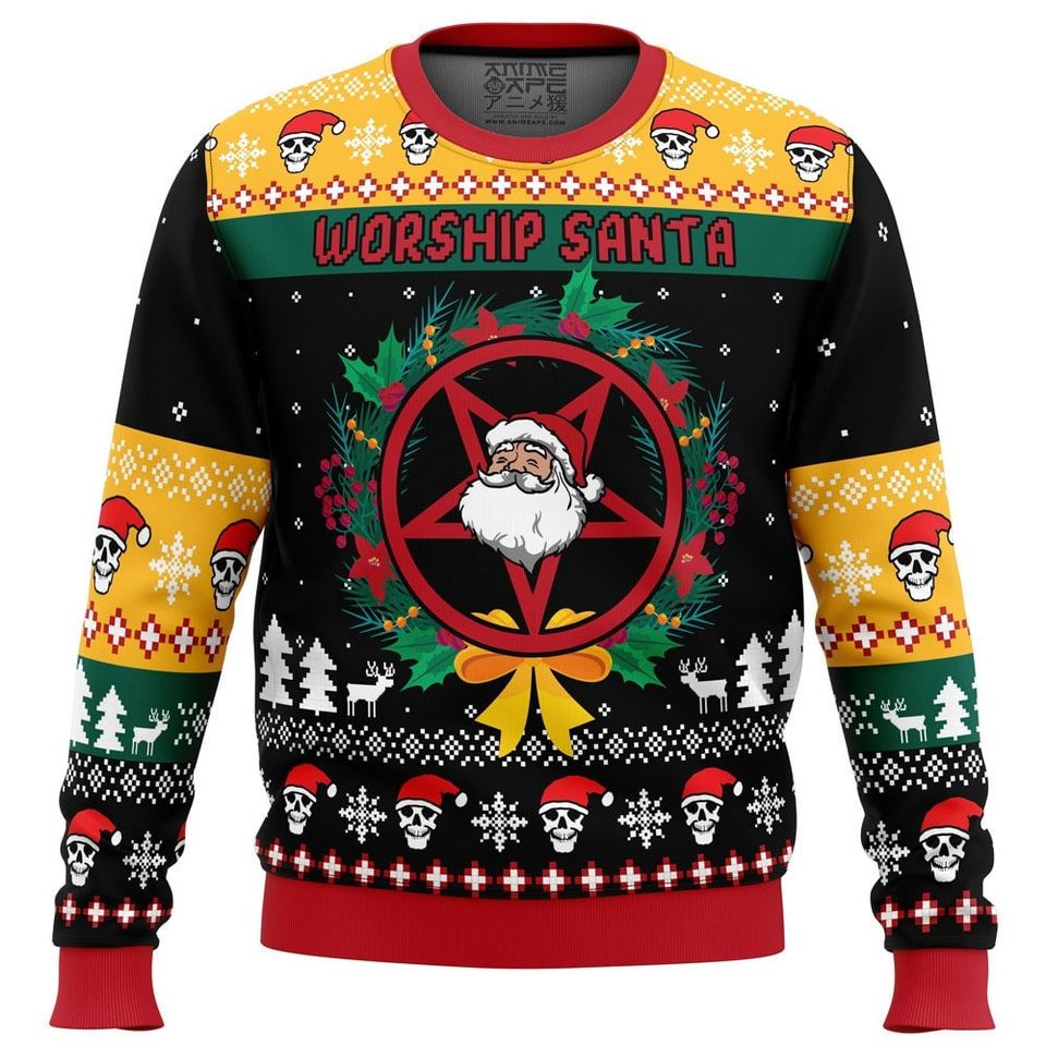 Woship Santa Christmas Ugly Sweater
