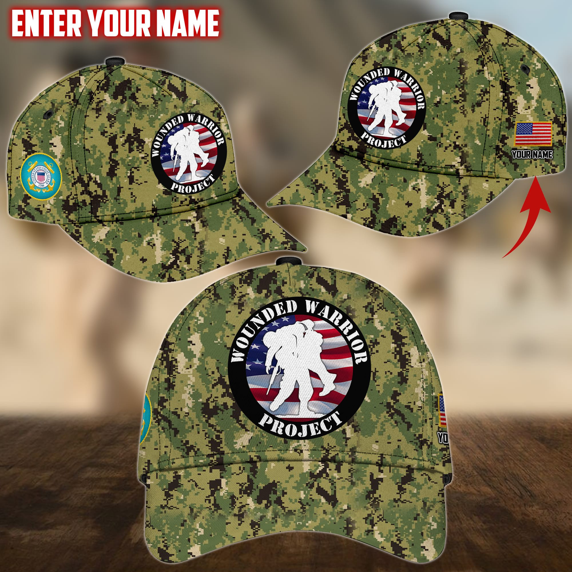 Wounded Warrior Project Personalized Multiservice U.S Veteran Cap Trucker Hats Custom Hats Gifts For Men & Women