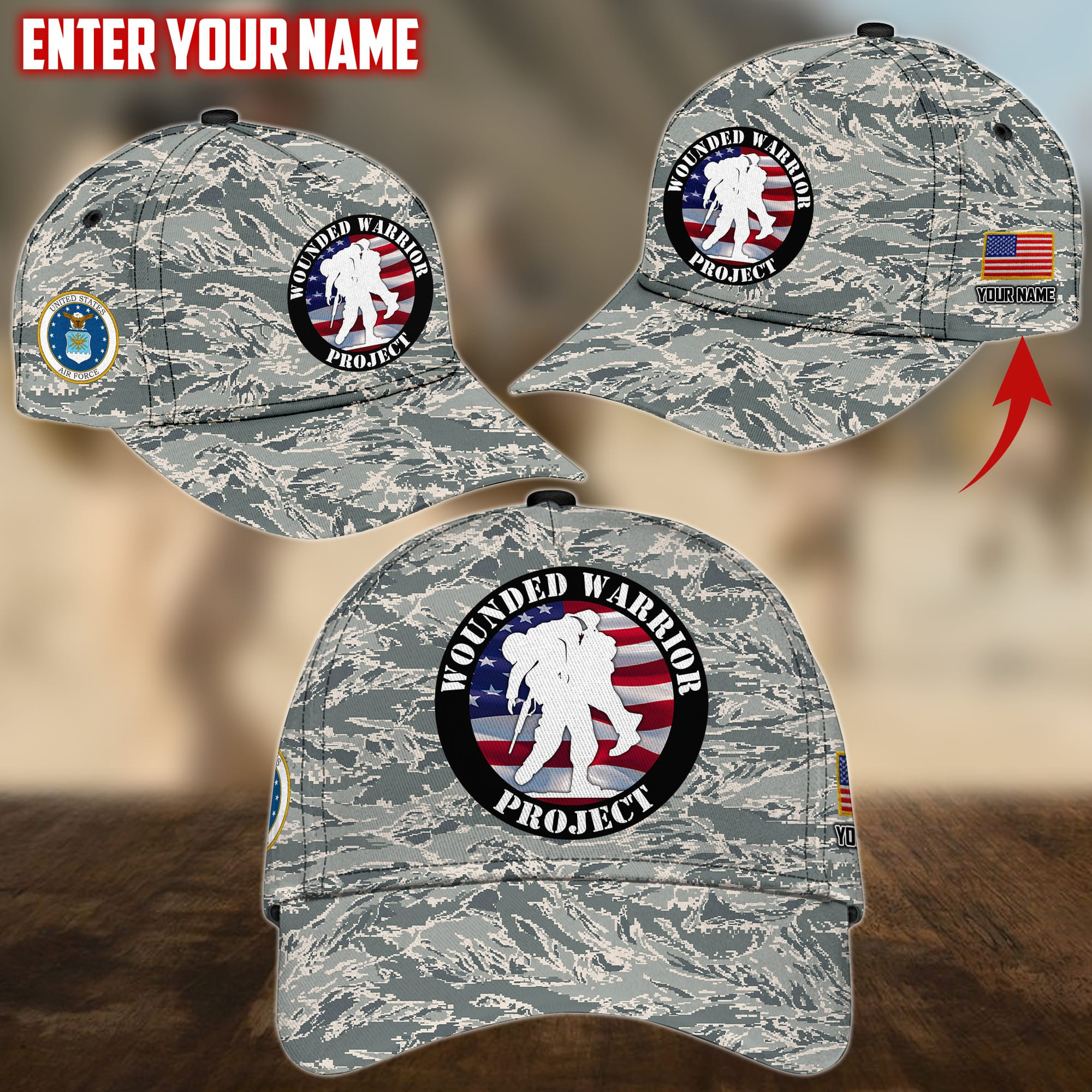 Wounded Warrior Project Personalized Multiservice U.S Veteran Cap Trucker Hats Custom Hats Gifts For Men & Women