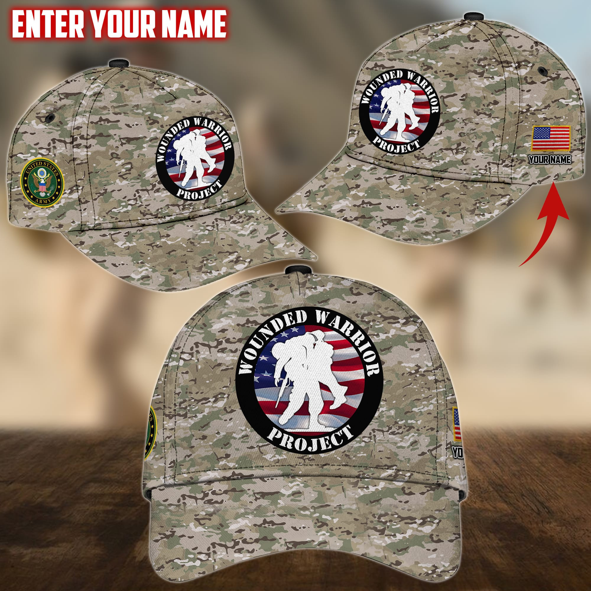 Wounded Warrior Project Personalized Multiservice U.S Veteran Cap Trucker Hats Custom Hats Gifts For Men & Women