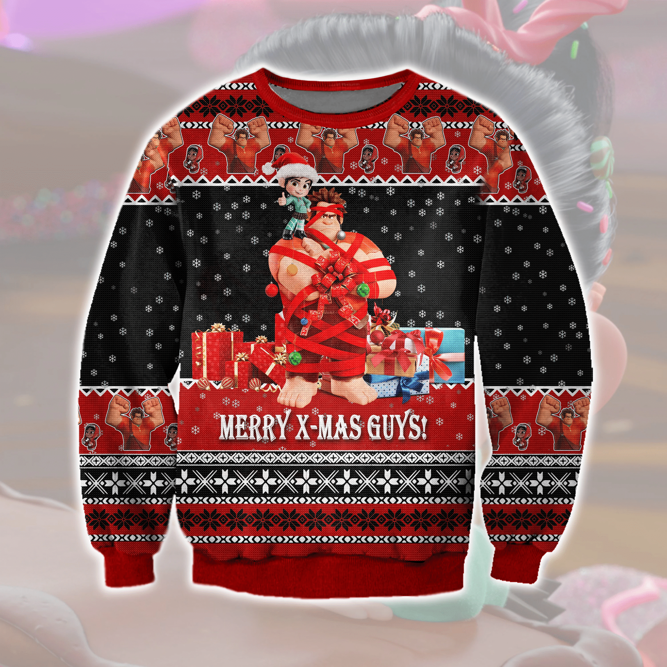 Wreck-It Ralph Ugly Christmas Sweater Adult 3D Funny Matching for family