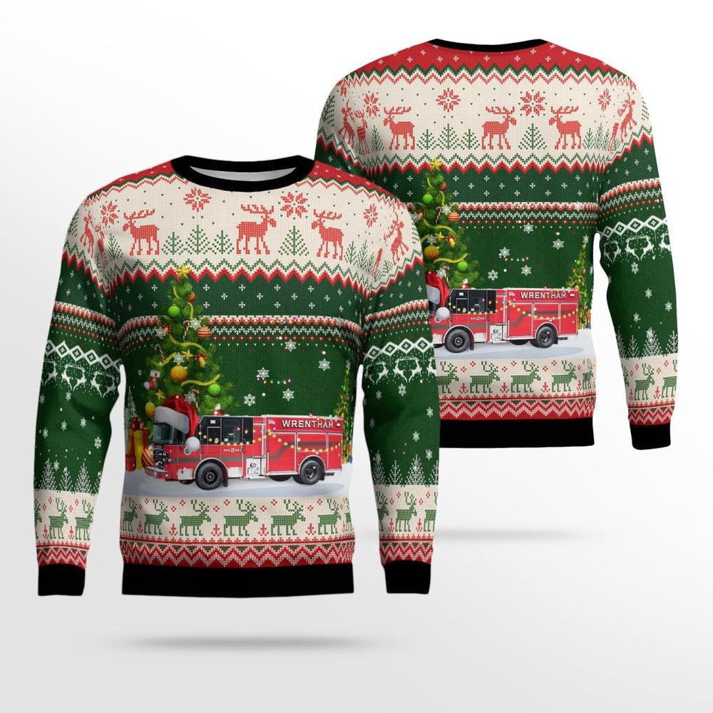 Wrentham Massachusetts Wrentham Fire Department AOP Ugly Sweater Gift For Christmas