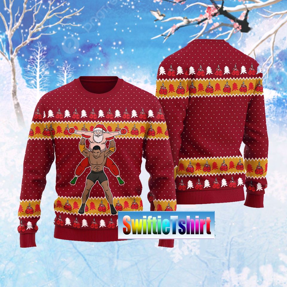 Wrestling Mike Tyson Ugly Christmas sweater, Mike Tyson Merry Christmas Ugly Sweater - Image 2