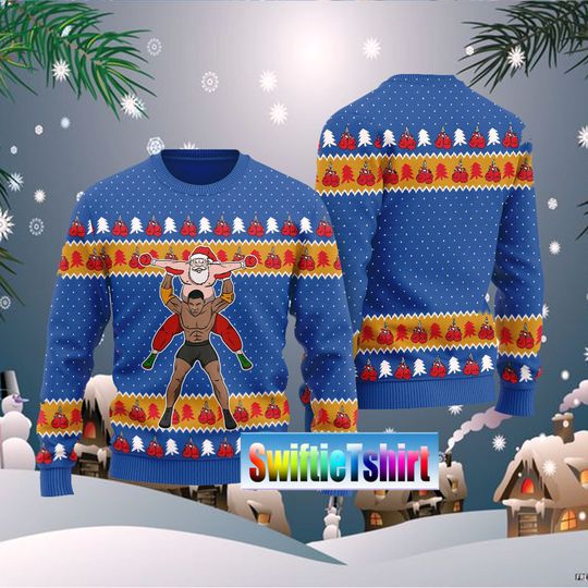 Wrestling Mike Tyson Ugly Christmas sweater, Mike Tyson Merry Christmas Ugly Sweater - Image 9