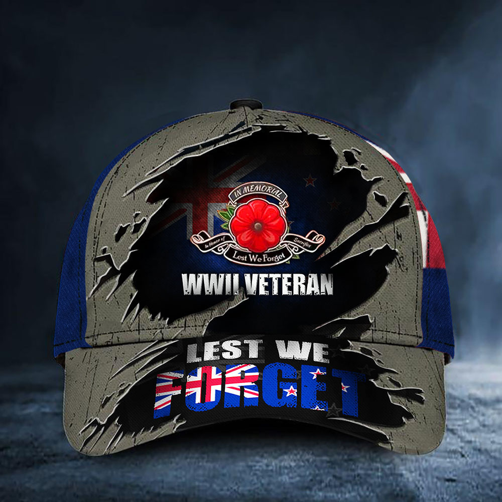 Wwii Veteran Lest We Forget New Zealand Poppy Hat Classic Cap Trucker Hats Custom Hats Gifts For Men & Women