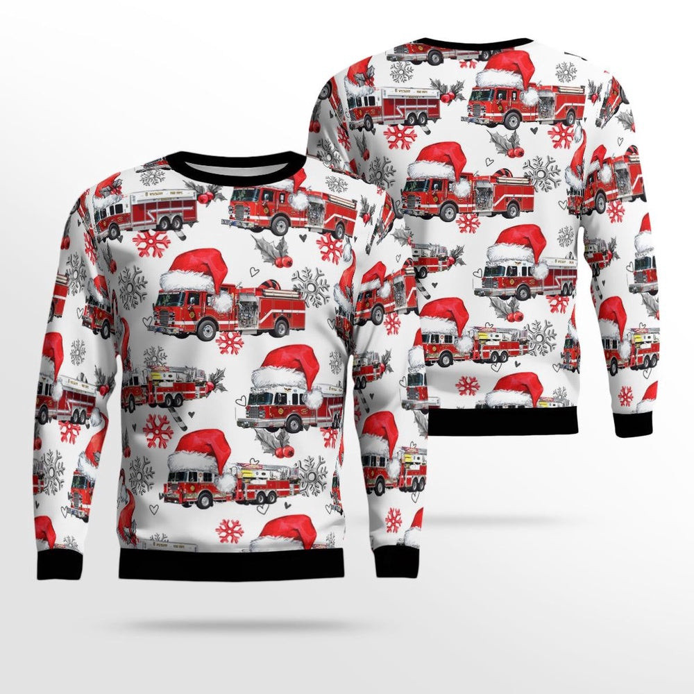 Wyckoff Fire Department Wyckoff New Jersey Christmas AOP Ugly Sweater Gift For Christmas