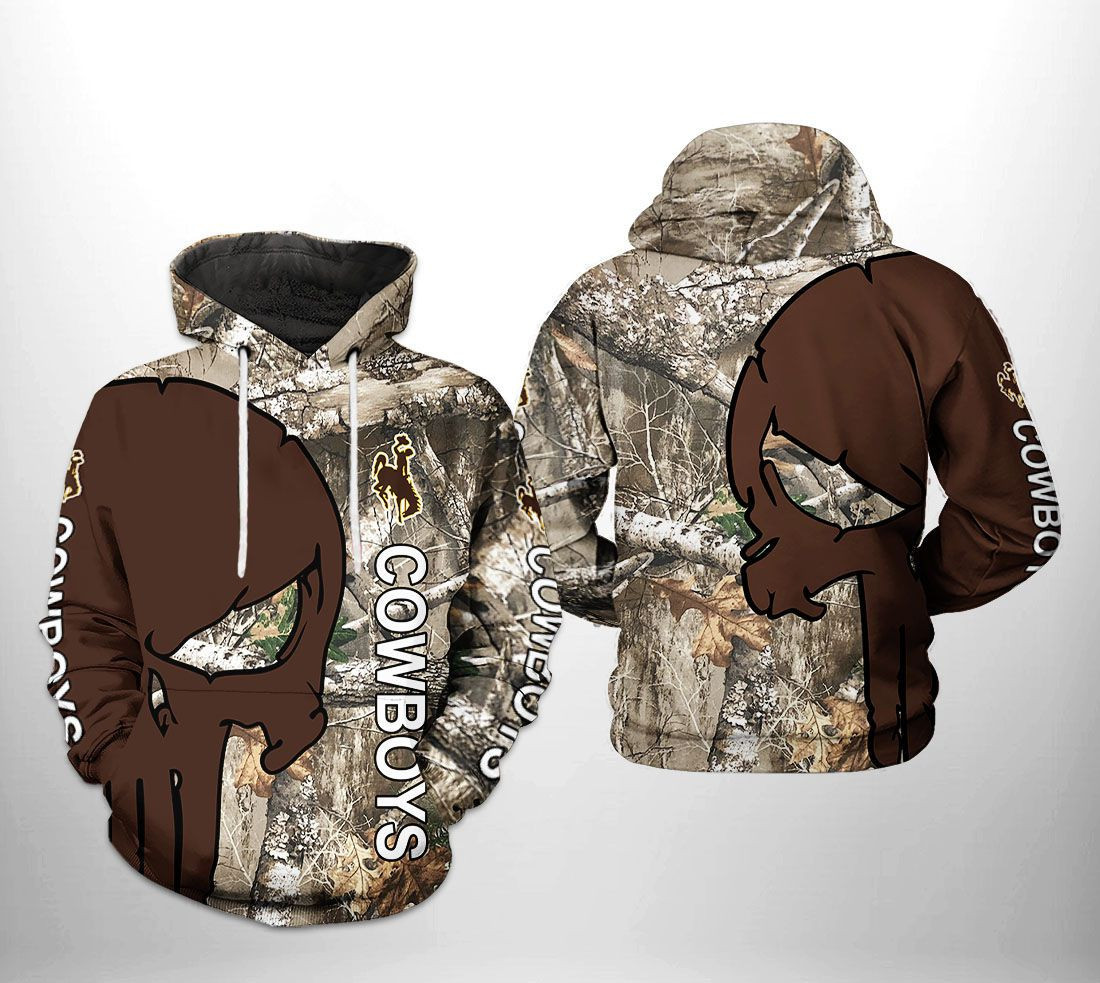 Wyoming Cowboys NCAA Camo Veteran Hunting 3D All Over Print Hoodie, Zip Hoodie