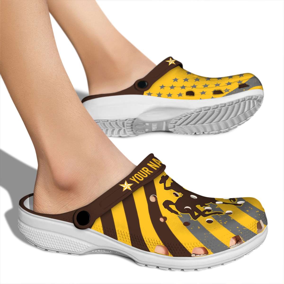 Wyoming Cowboys NCAA Sport Crocs Crocband Clogs Shoes Comfortable For Men Women and Kids - Image 2