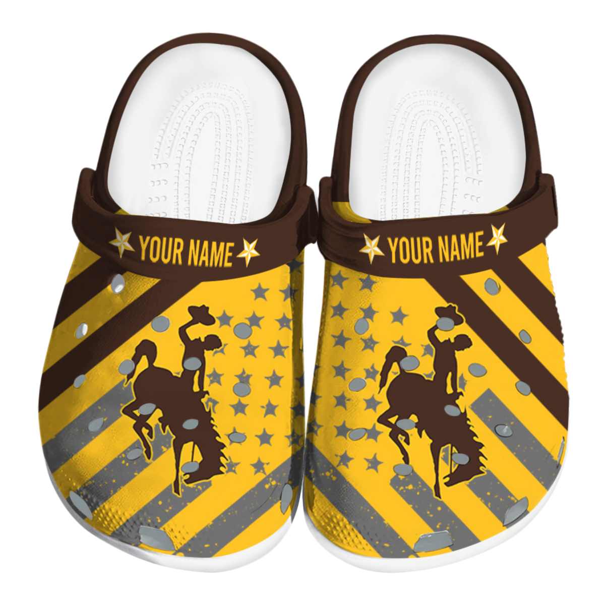 Wyoming Cowboys NCAA Sport Crocs Crocband Clogs Shoes Comfortable For Men Women and Kids