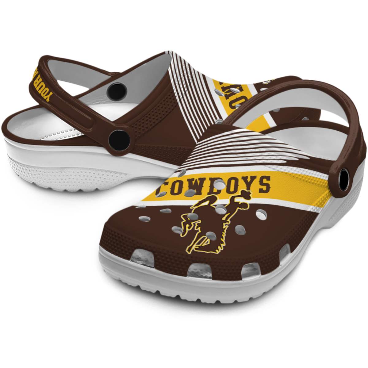 Wyoming Cowboys NCAA Sport Crocs Crocband Clogs Shoes Comfortable For Men Women and Kids - Image 3