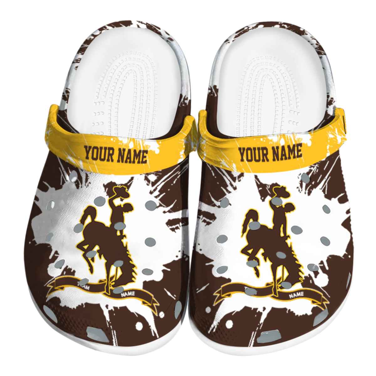 Wyoming Cowboys NCAA Sport Crocs Crocband Clogs Shoes Comfortable For Men Women and Kids