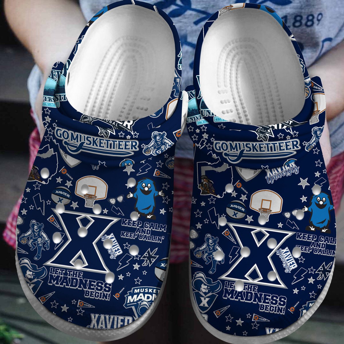 Xavier Musketeers NCAA Sport Crocs Clogs Crocband Shoes Comfortable For Men Women and Kids