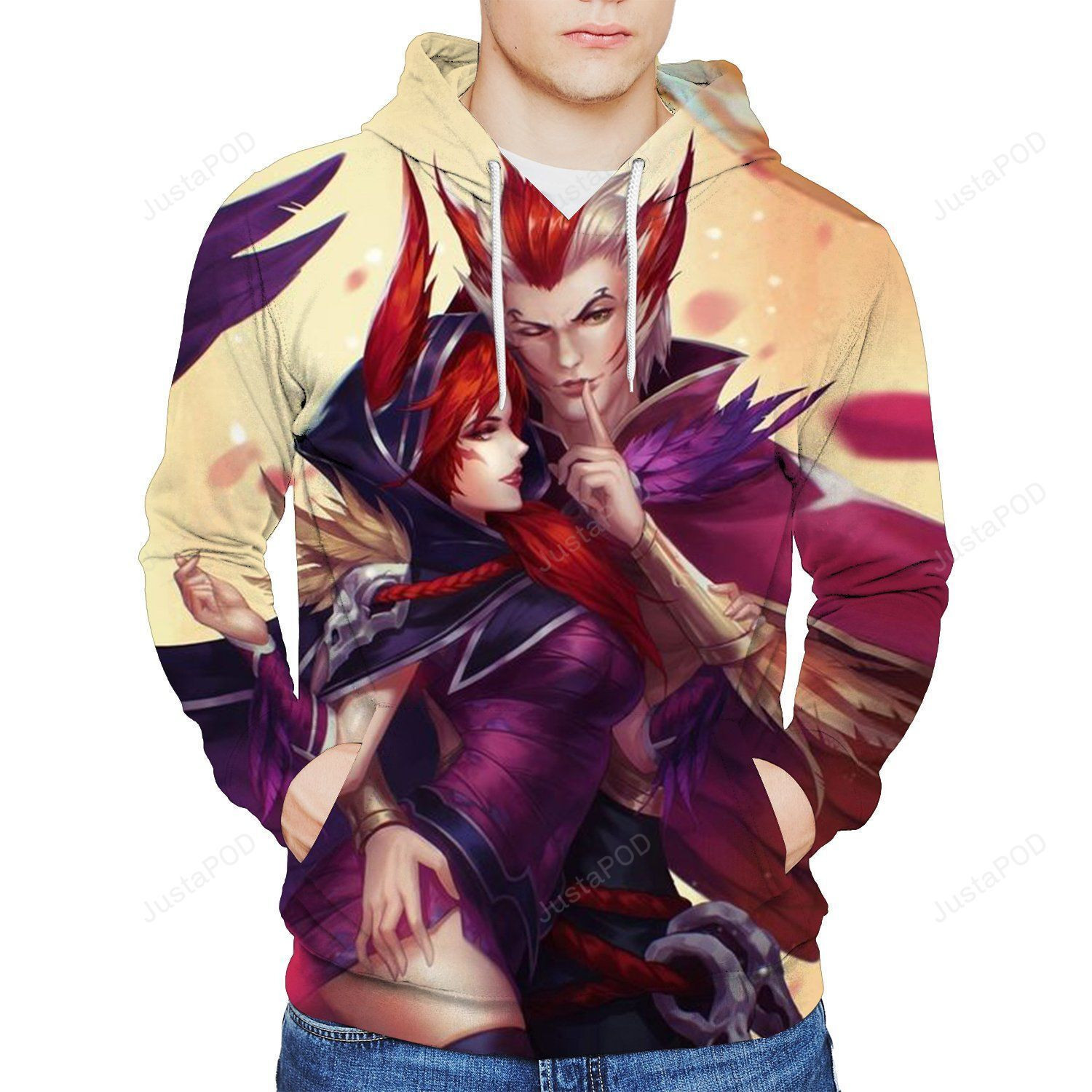 Xayah & Rakan Couple League of Legends 3D All Over Print Hoodie, Zip Hoodie
