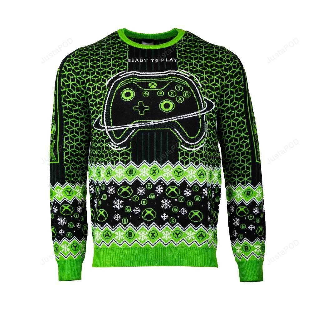 Xbox Ready To Play Ugly Christmas Sweater Adult 3D Funny Matching for family