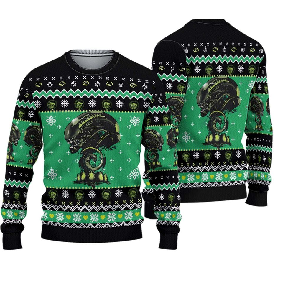 Xenomorph Alien Horror Christmas Ugly Sweater