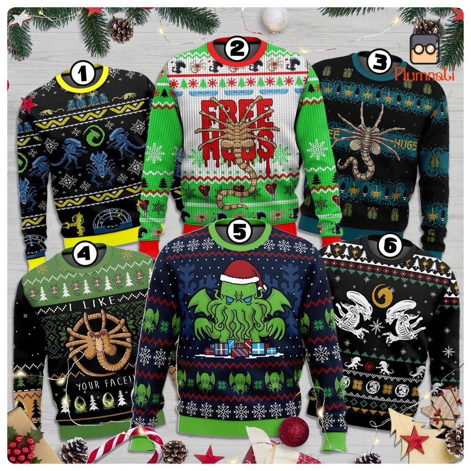 Xenomorph Alien Ugly Christmas Sweatshirt | Alien Movie Christmas Sweater