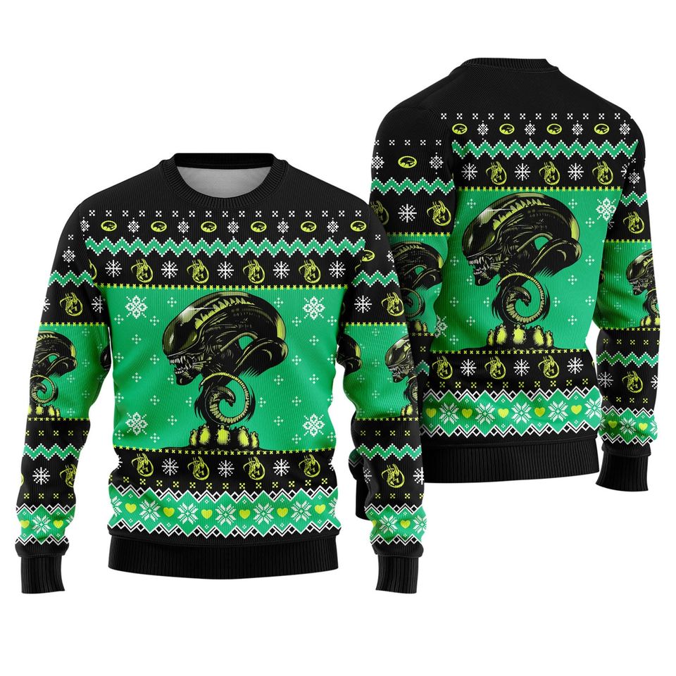 Xenomorph Alien Ugly Christmas Sweatshirt | Alien Movie Christmas Sweater