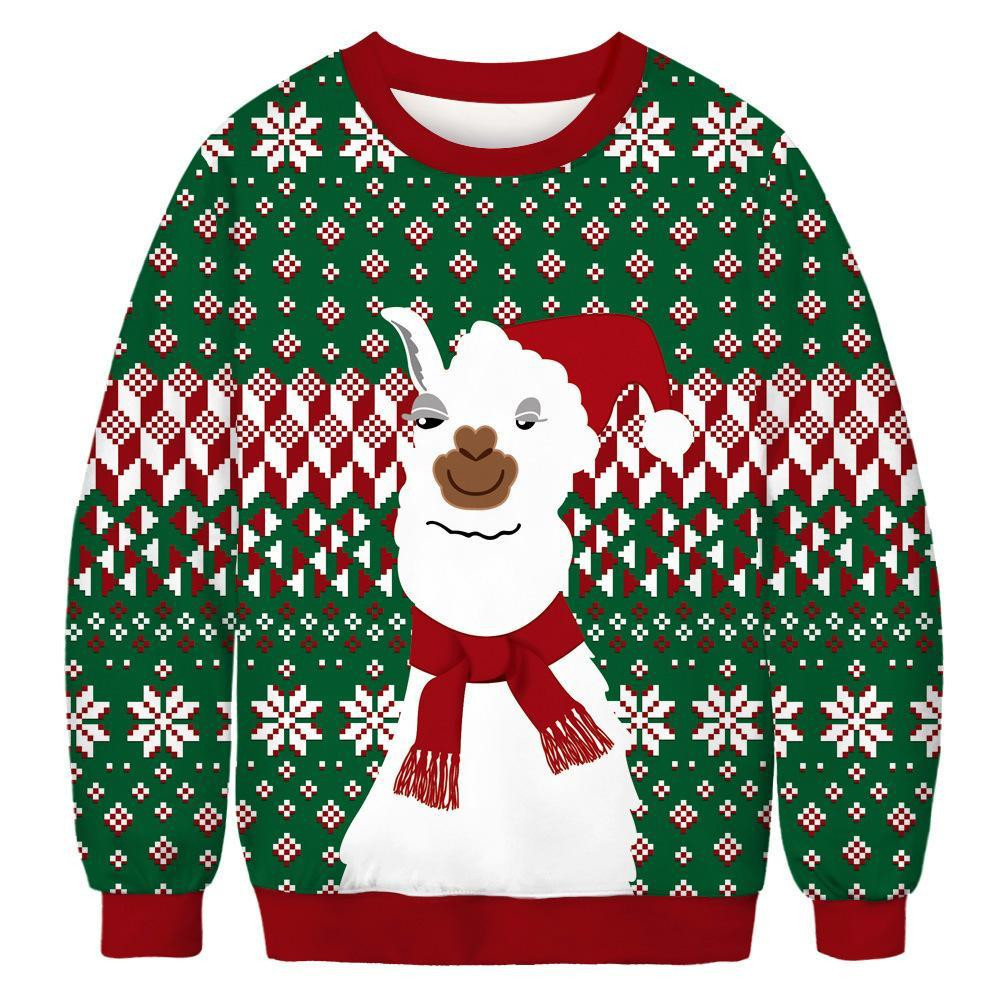 Xmas Alpaca Ugly Christmas Sweater Adult 3D Funny Matching for family