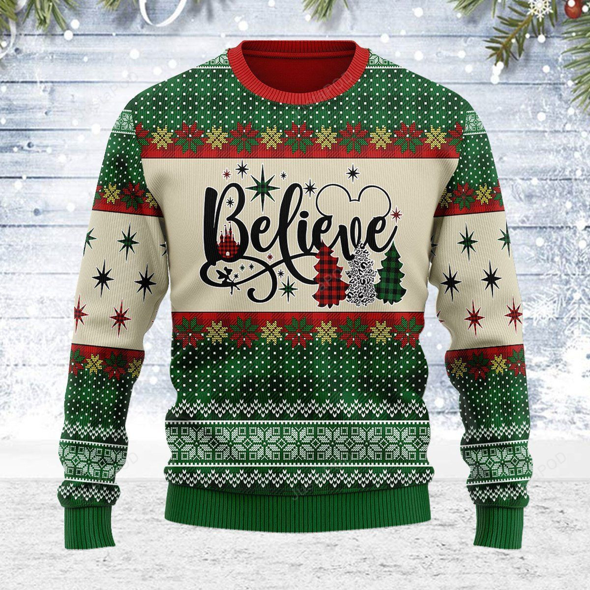 Xmas Believe Ugly Christmas Sweater Adult 3D Funny Matching for family
