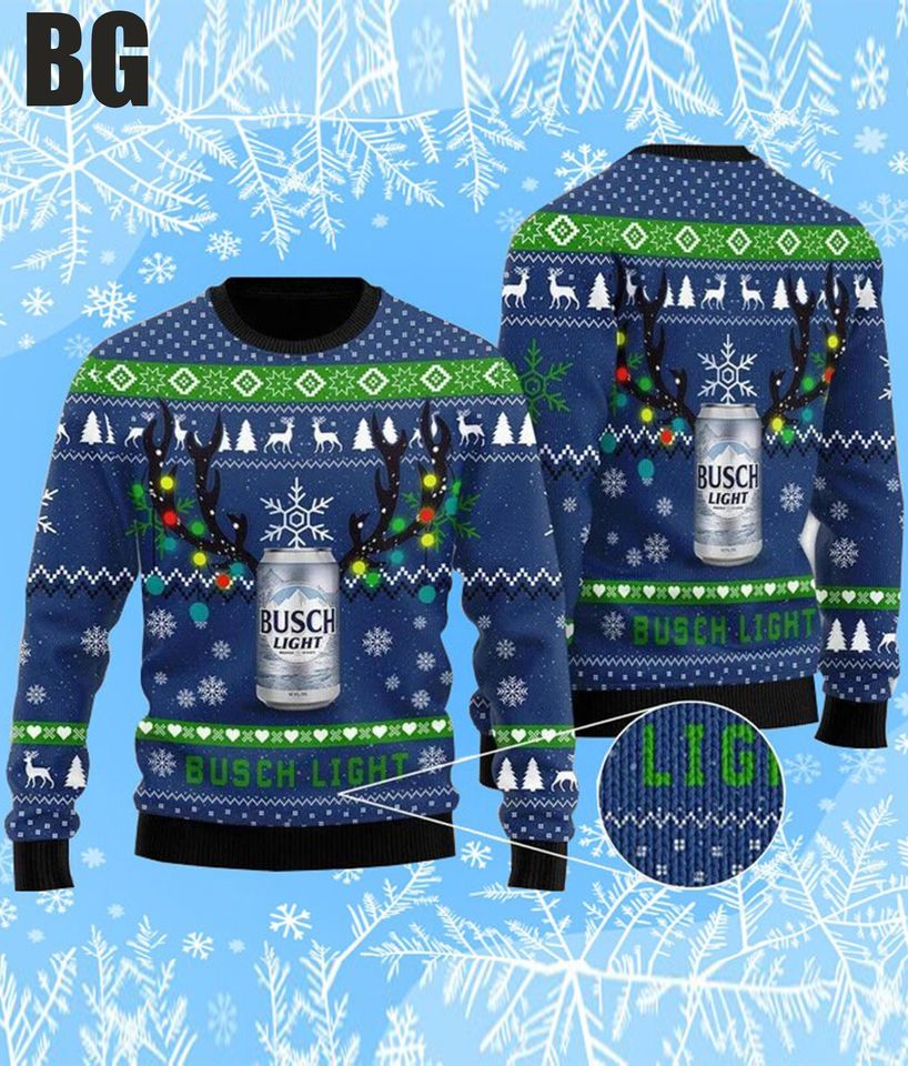 Xmas Deer Busch Light Ugly Christmas Sweater