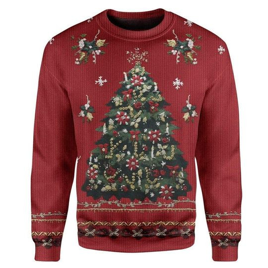 Xmas Tree Ugly Christmas Sweater Adult 3D Funny Matching for family