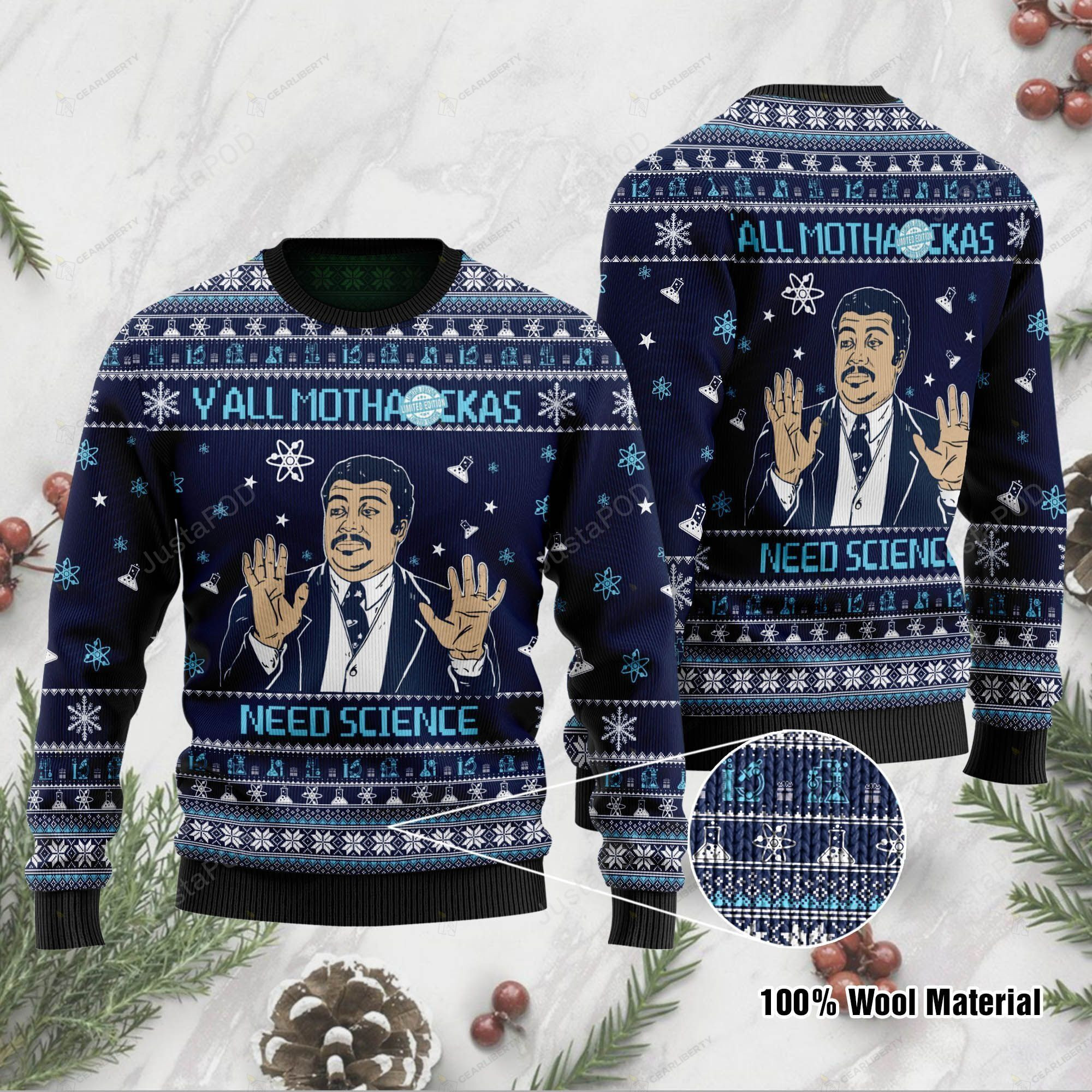 Yall Mothackas Need Science Ugly Christmas Sweater Adult 3D Funny Matching for family