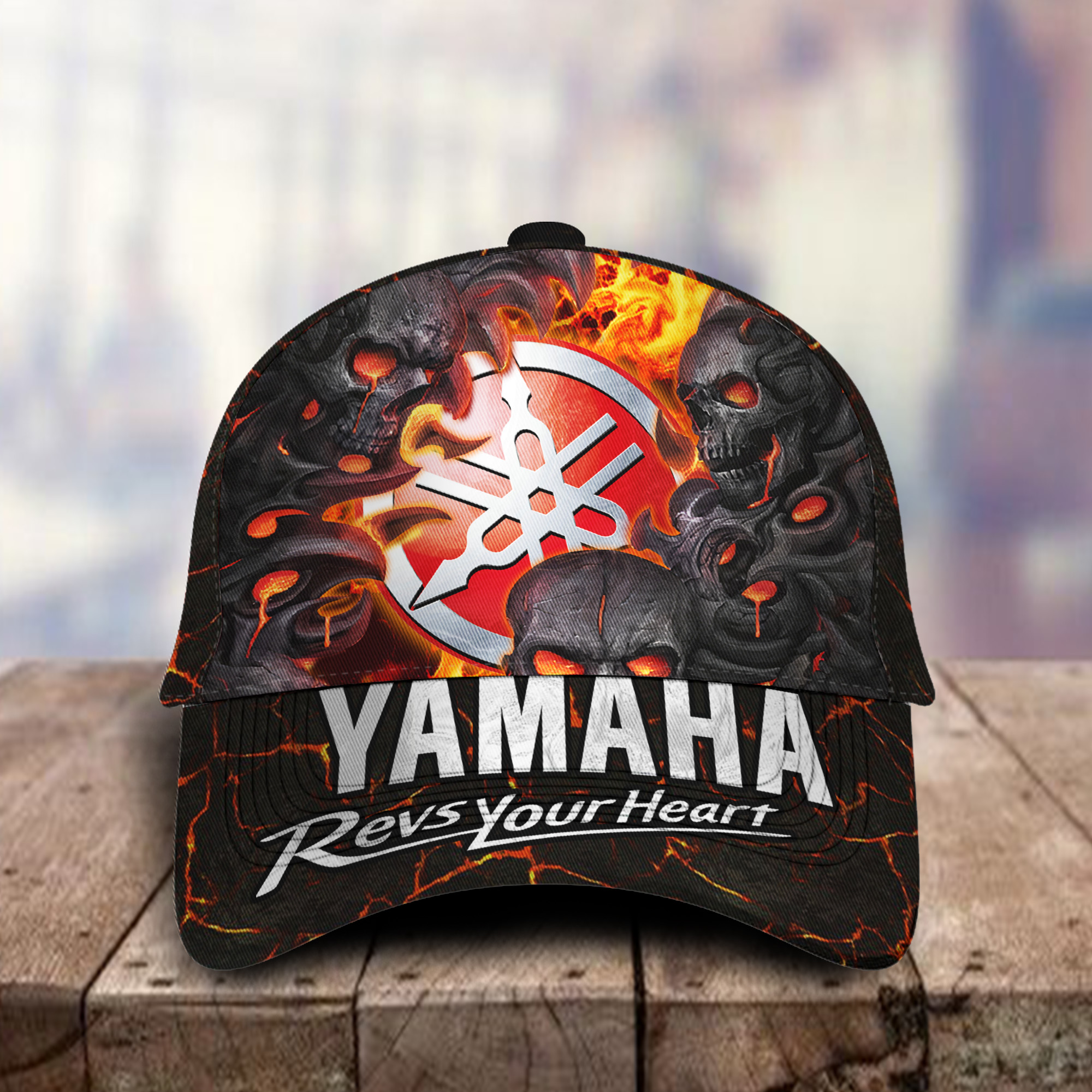 Yamaha 3D Classic Cap Skull Fire Car Motor Brand Hats Trucker Hats Custom Hats Gifts For Men & Women