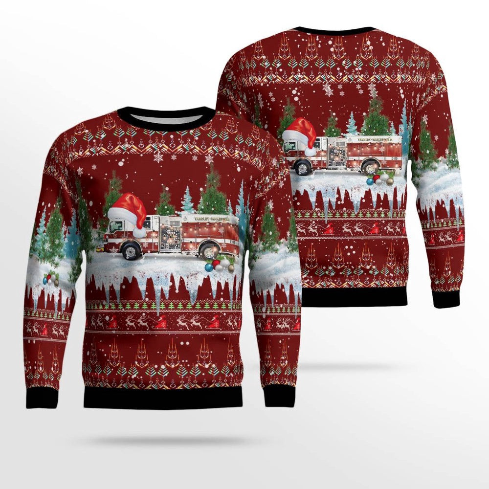 Yardley Pennsylvania Yardley Makesfield Fire Company Christmas AOP Ugly Sweater Gift For Christmas