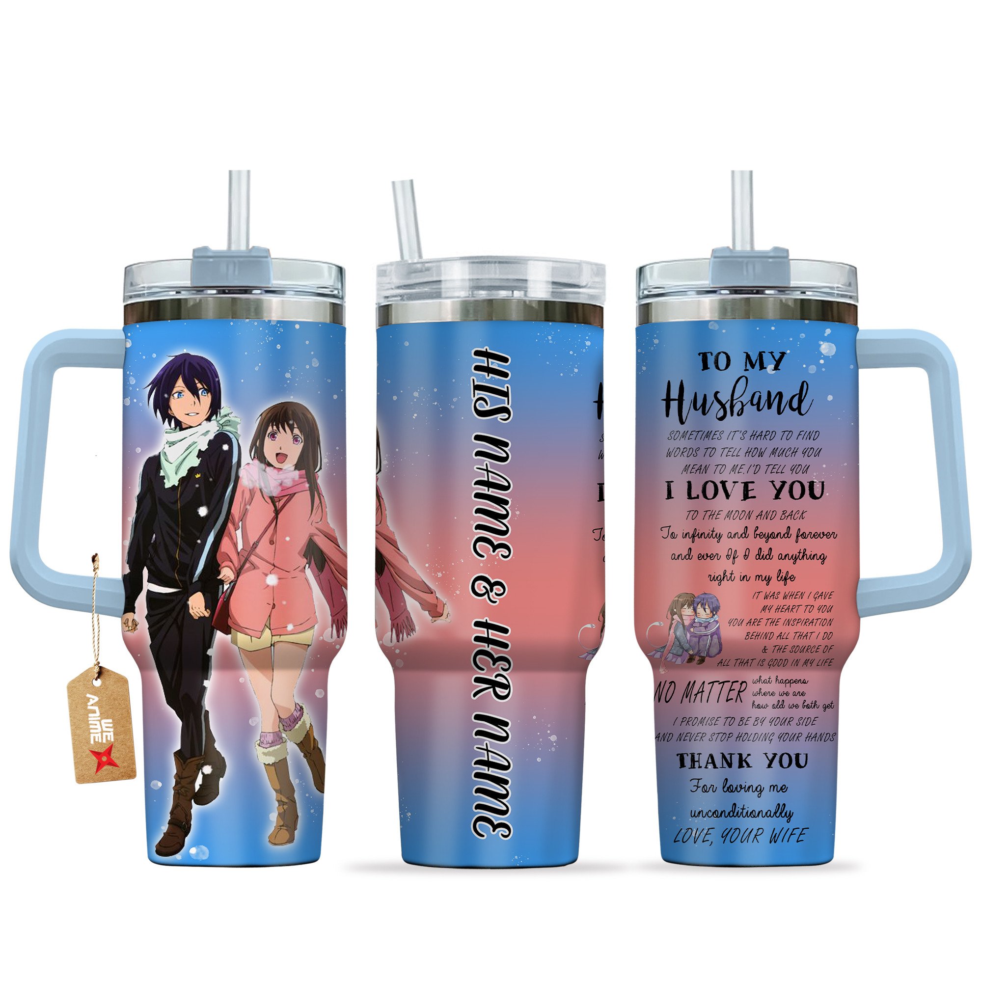 Yato & Hiyori Noragami Anime Valentine Custom Stanley Cup 40 oz 30 oz Tumbler With HandleTVC2301169