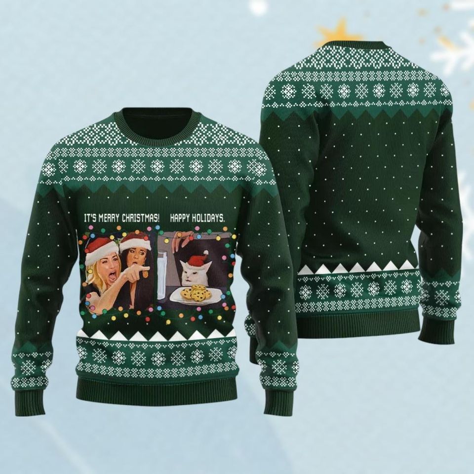 Yelling At A Cat Meme Ugly Sweater, Funny Cat Sweater, Meowdy Partner Sweater