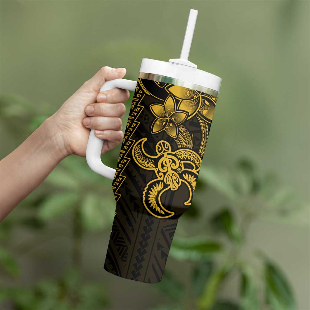 Yellow Hawaiian Kakau Turtle Polynesian Tribal Custom Stanley Cup 40 oz 30 oz Tumbler With HandleTVC2301390 - Image 3