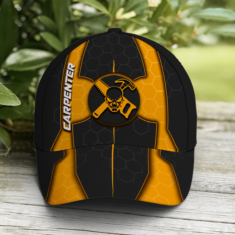 Yellow Skull Baseball Cap For Carpenter Future Tech Style Trucker Hats Custom Hats Gifts For Men & Women